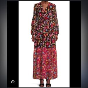 Vince Camuto Multicolor Floral Long Sleeve Dress
